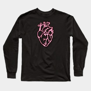 Pink Neon Anatomic Heart Long Sleeve T-Shirt